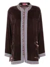 Bianco Levrin Velvet Button Jacket In Brown