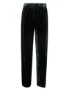 Bianco Levrin Velvet Elasticated-waist Trousers In Green