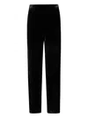 Bianco Levrin Velvet Elasticated-waist Trousers In Black