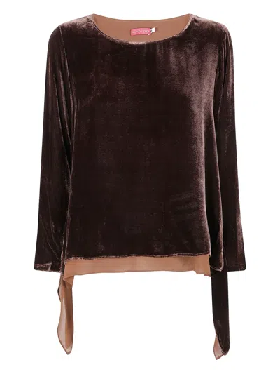 Bianco Levrin Velvet Plain Top In Brown