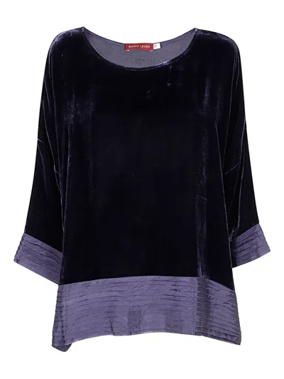Bianco Levrin Velvet Pleated-hem Top