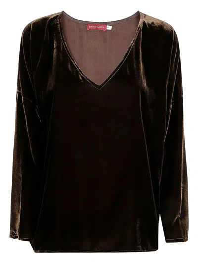 Bianco Levrin Velvet V-neck Top
