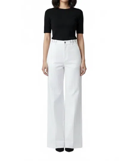Bianco Lisa Wide Twill Trouser With Adjustable Buckle In White