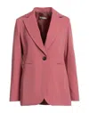 Biancoghiaccio Woman Blazer Coral Size 8 Polyester, Viscose, Elastane In Pink