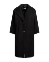 Biancoghiaccio Woman Coat Black Size 12 Acrylic, Polyester, Wool In Black