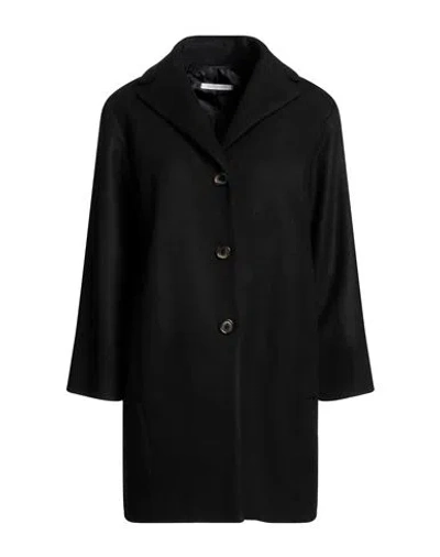 Biancoghiaccio Woman Coat Black Size 12 Acrylic, Polyethylene, Wool