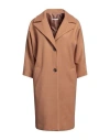 Biancoghiaccio Woman Coat Camel Size 10 Polyester In Beige