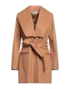Biancoghiaccio Woman Coat Camel Size 12 Acrylic, Polyethylene, Wool In Beige