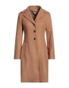 Biancoghiaccio Woman Coat Camel Size 12 Acrylic, Polyethylene, Wool In Beige