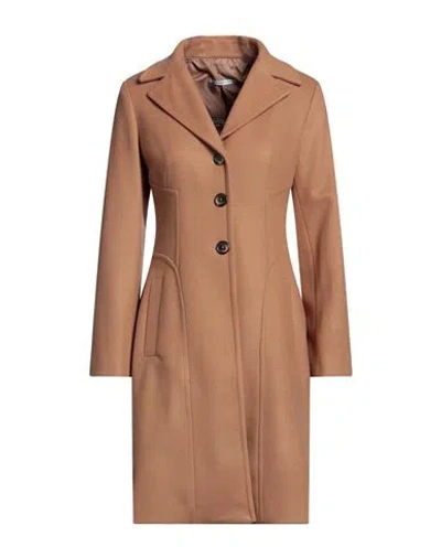 Biancoghiaccio Woman Coat Camel Size 12 Acrylic, Polyethylene, Wool In Beige