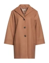 Biancoghiaccio Woman Coat Camel Size 8 Acrylic, Polyethylene, Wool In Beige