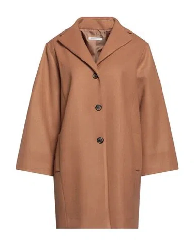 Biancoghiaccio Woman Coat Camel Size 8 Acrylic, Polyethylene, Wool In Beige