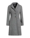Biancoghiaccio Woman Coat Grey Size 12 Acrylic, Polyethylene, Wool