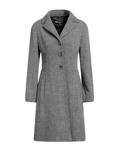 Biancoghiaccio Woman Coat Grey Size 12 Acrylic, Polyethylene, Wool