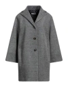 Biancoghiaccio Woman Coat Grey Size 6 Acrylic, Polyethylene, Wool