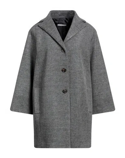 Biancoghiaccio Woman Coat Grey Size 6 Acrylic, Polyethylene, Wool