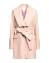 Biancoghiaccio Woman Coat Light Pink Size 12 Acrylic, Polyethylene, Wool In Pink