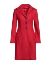 Biancoghiaccio Woman Coat Red Size 10 Acrylic, Polyethylene, Wool In Red