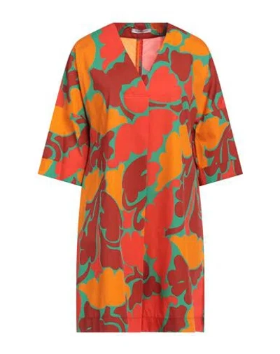 Biancoghiaccio Woman Short Dress Orange Size 4 Cotton