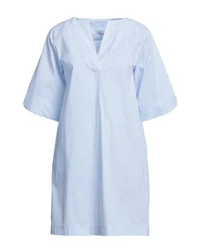 Biancoghiaccio Woman Mini Dress Sky Blue Size 12 Cotton, Polyamide, Elastane