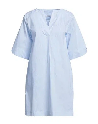 Biancoghiaccio Woman Mini Dress Sky Blue Size 10 Cotton, Polyamide, Elastane