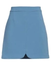 Biancoghiaccio Woman Mini Skirt Pastel Blue Size 8 Polyester, Viscose, Elastane In Blue