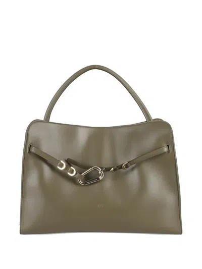 Biasia Always-on Clasp-detail Leather Tote Bag In Green