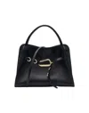 Biasia Structured Black Leather Handbag With Gold Clasp Detail In Black