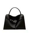 Biasia Structured Black Leather Handbag With Gold Clasp Detail In Black