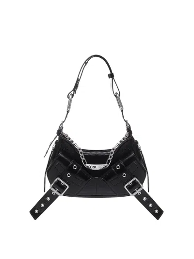 Biasia Y2k Leather Shoulder Bag In Schwarz