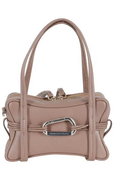 Biasia Brown Edwige 4ever Mini Snap-hook Leather Handbag In Pink