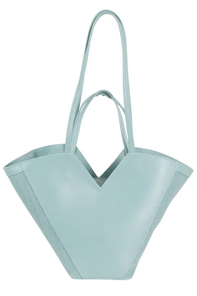 Biasia Laguna Winona 4ever Embossed Logo Leather Tote Bag In Blue