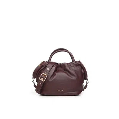 Biasia Leather Bag With Logo In Burgundy