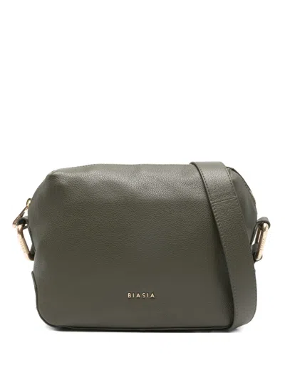 Biasia Logo Leather Cross Body Bag In Green