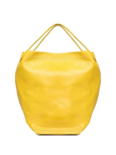Biasia Logo-debossed Leather Tote Bag In Yellow