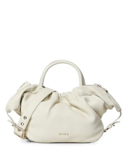 Biasia Logo-detail Ruched Shoulder Bag In Neutral