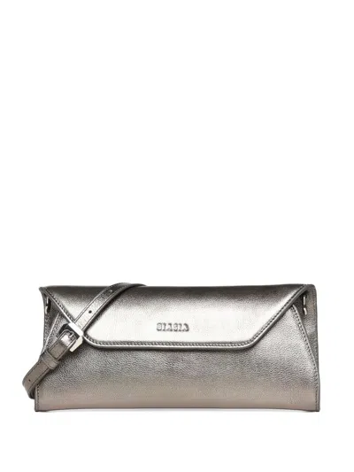 Biasia Metallic Envelope Clutch Bag In Gray