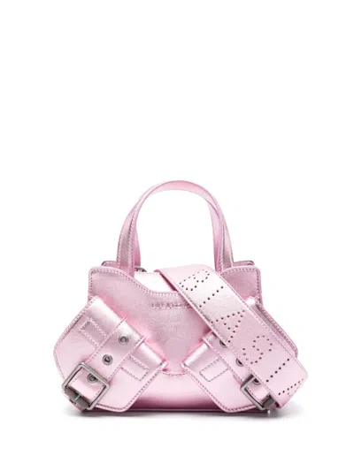 Biasia Metallic Logo-debossed Leather Tote Bag In Pink