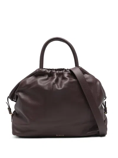 Biasia Ruffle Zip-detail Tote Bag In Burgundy