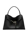 Biasia Structured Black Leather Handbag With Gold Clasp Detail In Black
