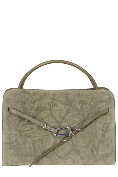 Biasia Structured Mint Calf Leather Handbag With Gold-tone Accents In Multi