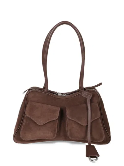 Biasia Virna Pocket-detail Suede Shoulder Bag In Brown
