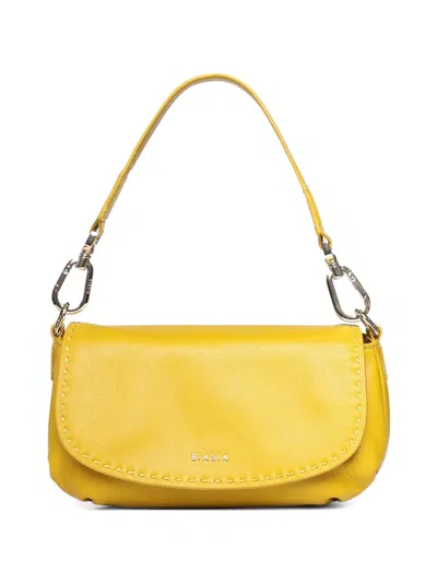 Biasia Whipstitch-trim Logo-plaque Shoulder Bag In Gold