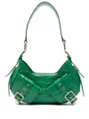 Biasia Y2k Crocodile-embossed Leather Shoulder Bag In Green