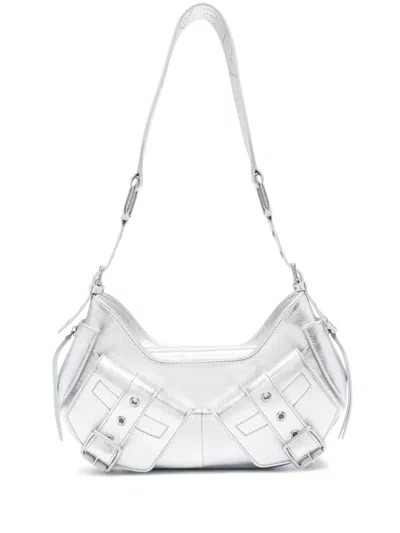 Biasia Y2k Leather Shoulder Bag In Silver