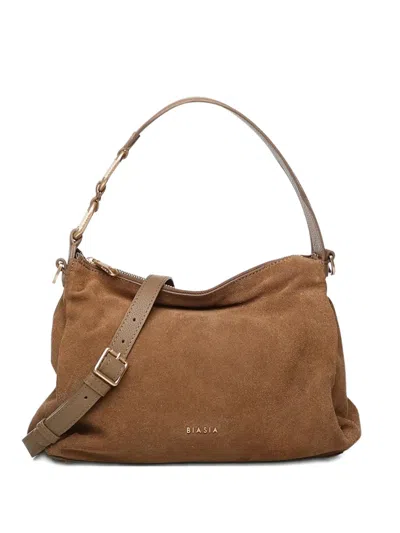 Biasia Zip Detail Shoulder Bag In Brown