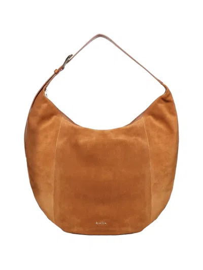 Biasia Zip Suede Shoulder Bag In Brown