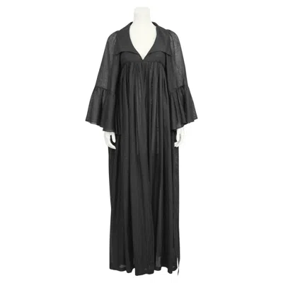 Pre-owned Biba 1970s  Sheer Black Cotton Hostess Gown
