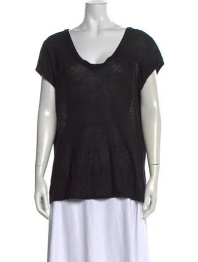 Pre-owned Biba Linen Scoop Neck T-shirt In Black