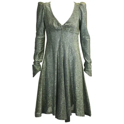 Pre-owned Biba , London Gold Metallic Baby Doll Dress In Gray